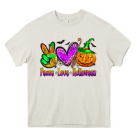 Cream peace love halloween Heavy Core Tee - Zillion Design Studio