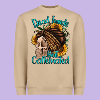 Dead Inside But Caffeinated Heavyweight Sweatshirt Designed By Jasminsmagicworld