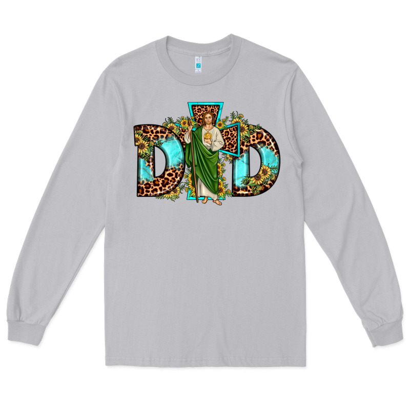 Dad San Judas Sunflower Leopard Turquoise Long Sleeve Tee by JahusDesignShop | Teevron