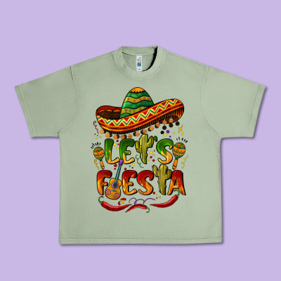Let's Fiesta Mexican Hat Urban Heavy Tee Designed By Barkaloodesign