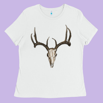 Deer Skull Ladies Tee Designed By Ranaportraitstore