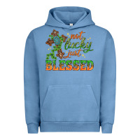 Pigment Pebble Blue Not lucky just Blessed with Cross St. Patricks day Urban Hoodie - HowdyJamesFarm