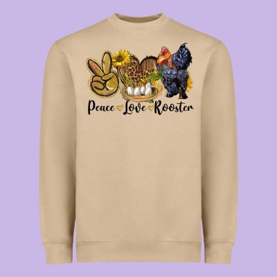 Peace Love Rooster Heavyweight Sweatshirt Designed By Lillyallendesigns