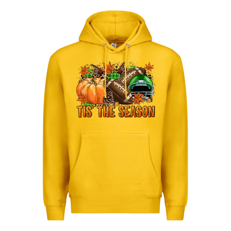 Tis' The Season Football Green Helmet Premium Hoodie by NancyCooperArtShop | Teevron