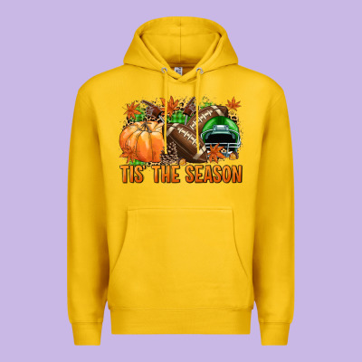 Tis' The Season Football Green Helmet Premium Hoodie Designed By Nancycooperartshop