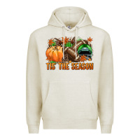Oatmeal Heather Tis' the season Football green helmet Premium Hoodie - NancyCooperArtShop