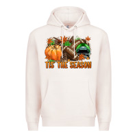 Pale Pink Tis' the season Football green helmet Premium Hoodie - NancyCooperArtShop