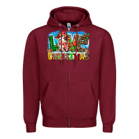 Burgundy love christmas cow Zipper Hoodie - MaliasSmallBusiness