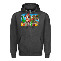Charcoal Heather love christmas cow Zipper Hoodie - MaliasSmallBusiness