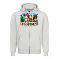 Dove Grey love christmas cow Zipper Hoodie - MaliasSmallBusiness