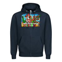 Navy love christmas cow Zipper Hoodie - MaliasSmallBusiness