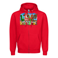Red love christmas cow Zipper Hoodie - MaliasSmallBusiness