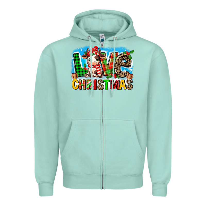 Love Christmas Cow Zipper Hoodie by MaliasSmallBusiness | Teevron