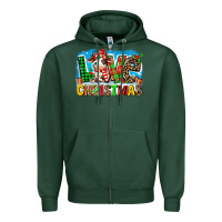 Sports Green love christmas cow Zipper Hoodie - MaliasSmallBusiness