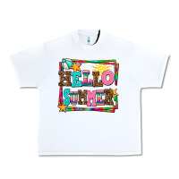 White hello summer Urban Heavy Tee - AdoDesignShop