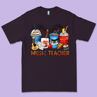 Music Teacher Coffee Cups Premium Tee Designed By Zillion Design Studio
