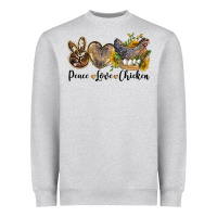 Heather Grey Western Peace Love Chickens Heavyweight Sweatshirt - LillyAllenDesigns