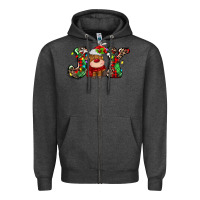 Charcoal Heather joy christmas deer Zipper Hoodie - MaliasSmallBusiness