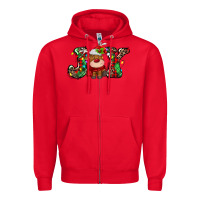 Red joy christmas deer Zipper Hoodie - MaliasSmallBusiness