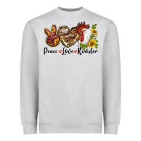 Heather Grey Peace Love Rooster With Sunflowers Heavyweight Sweatshirt - LillyAllenDesigns