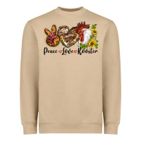 Peace Love Rooster With Sunflowers Heavyweight Sweatshirt | Teevron