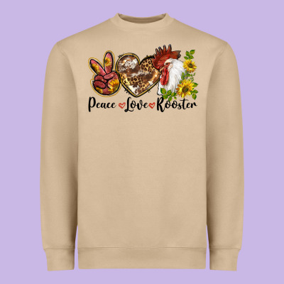 Peace Love Rooster With Sunflowers Heavyweight Sweatshirt Designed By Lillyallendesigns