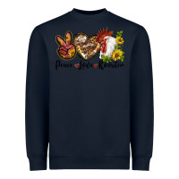 Navy Peace Love Rooster With Sunflowers Heavyweight Sweatshirt - LillyAllenDesigns