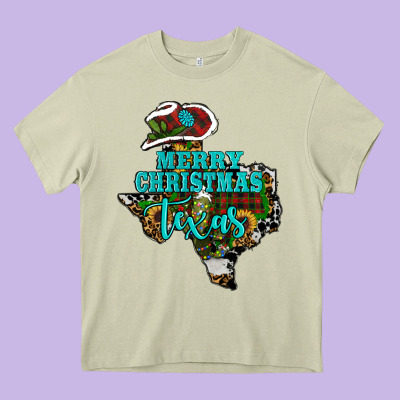 Merry Christmas Texas Heavy Core Tee Designed By Ranaportraitstore