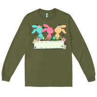 Army Green easter bunny trio Long Sleeve Tee - MaliasSmallBusiness