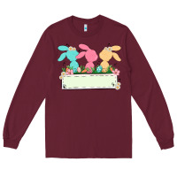 Burgundy easter bunny trio Long Sleeve Tee - MaliasSmallBusiness