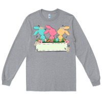 Heather Grey easter bunny trio Long Sleeve Tee - MaliasSmallBusiness