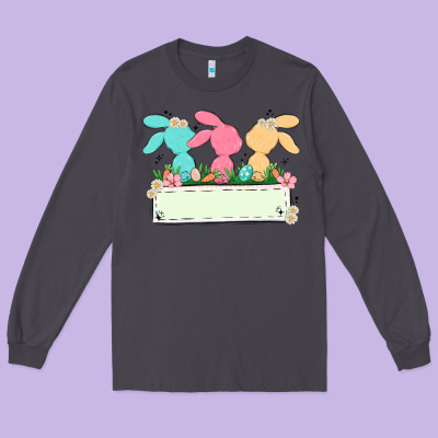 Easter Bunny Trio Long Sleeve Tee Designed By Maliassmallbusiness
