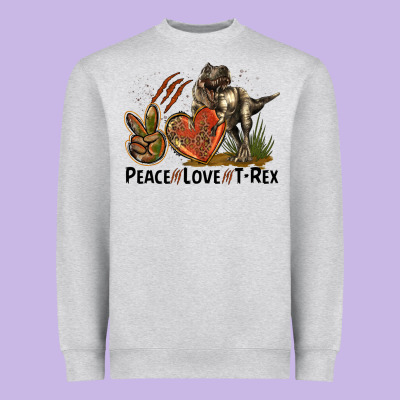 Western Peace Love T-rex Heavyweight Sweatshirt Designed By Lillyallendesigns