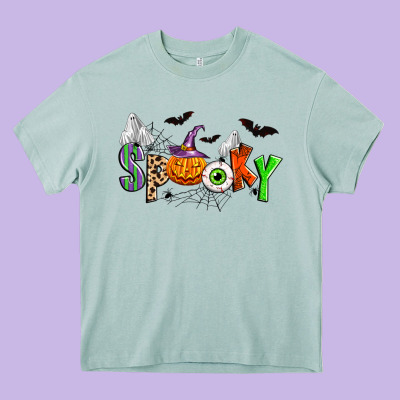 Halloween Spooky Heavy Core Tee Designed By Zillion Design Studio