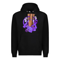 Black Cancer diva purple ribbon Premium Hoodie - NancyCooperArtShop