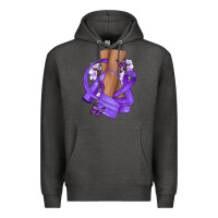 Charcoal Heather Cancer diva purple ribbon Premium Hoodie - NancyCooperArtShop