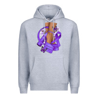 Heather Grey Cancer diva purple ribbon Premium Hoodie - NancyCooperArtShop