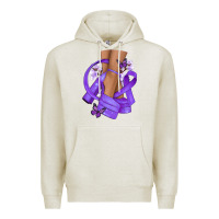 Oatmeal Heather Cancer diva purple ribbon Premium Hoodie - NancyCooperArtShop