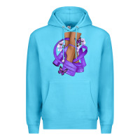Ocean Blue Cancer diva purple ribbon Premium Hoodie - NancyCooperArtShop