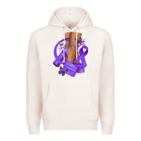 Pale Pink Cancer diva purple ribbon Premium Hoodie - NancyCooperArtShop