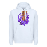 White Cancer diva purple ribbon Premium Hoodie - NancyCooperArtShop