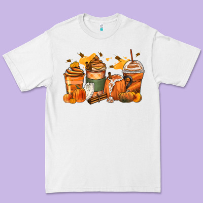 Pumpkin Spice Latte Coffee Cups Premium Tee Designed By Zillion Design Studio