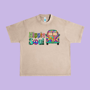 Hippie Soul Caravan Urban Heavy Tee Designed By Barkaloodesign