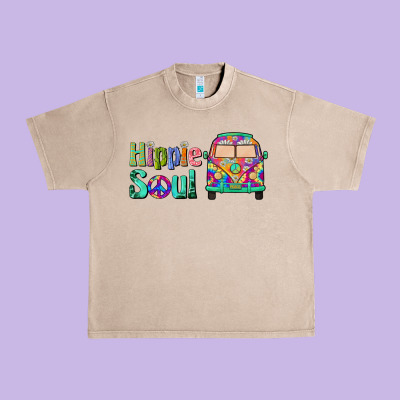 Hippie Soul Caravan Urban Heavy Tee Designed By Barkaloodesign