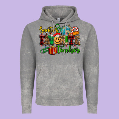 Santa's Favorite Teacher Vintage Hoodie Designed By Adodesignshop