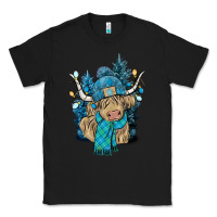 Black Winter long haired Cow Classic Tee - NancyCooperArtShop