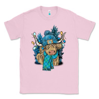 Bubblegum Pink Winter long haired Cow Classic Tee - NancyCooperArtShop