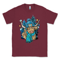 Burgundy Winter long haired Cow Classic Tee - NancyCooperArtShop