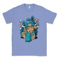 Colony Blue Winter long haired Cow Classic Tee - NancyCooperArtShop