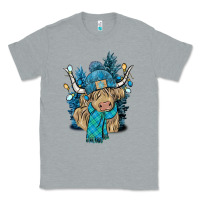 Heather Grey Winter long haired Cow Classic Tee - NancyCooperArtShop